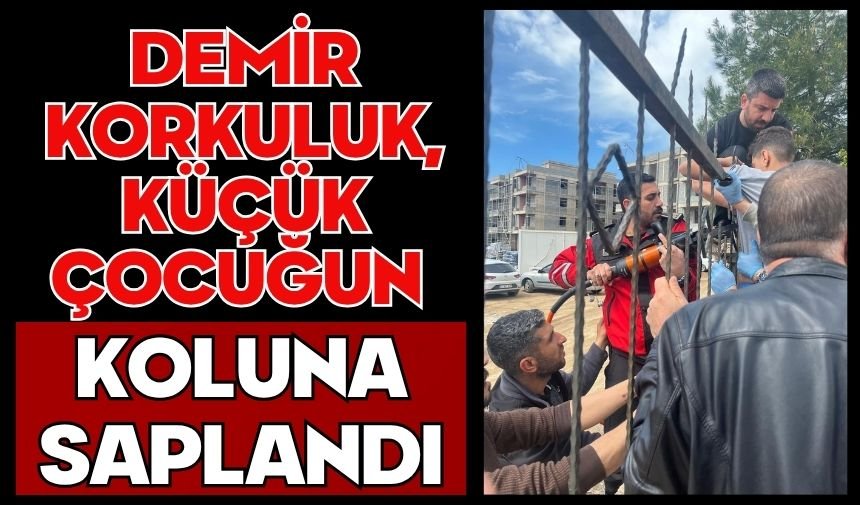 Demir korkuluk, küçük çocuğun koluna saplandı