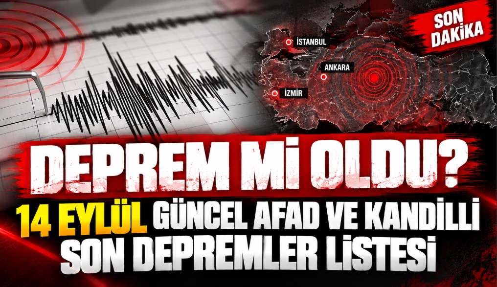 SON DAKİKA | Deprem mi oldu? 14 Eylül güncel AFAD ve Kandilli son depremler listesi