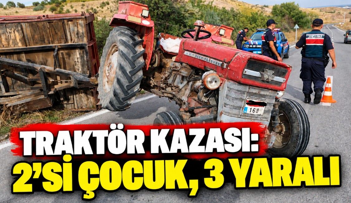 Traktör kazası: 2’si çocuk, 3 yaralı