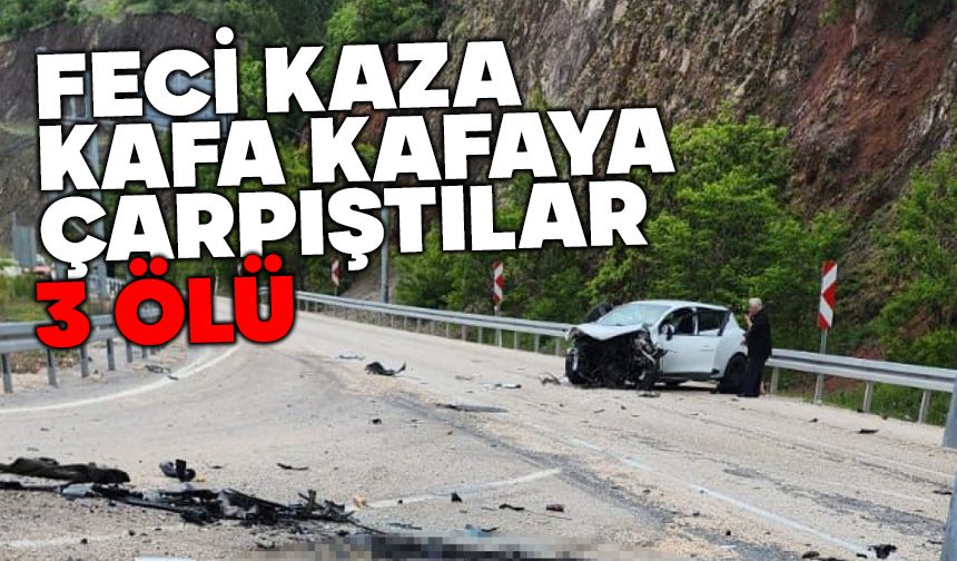 Otomobiller kafa kafaya çarpıştı 3 ölü