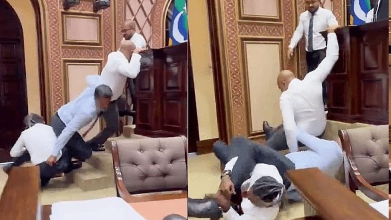 Maldivler Parlamentosu'nda kavga: Milletvekilleri birbirine girdi