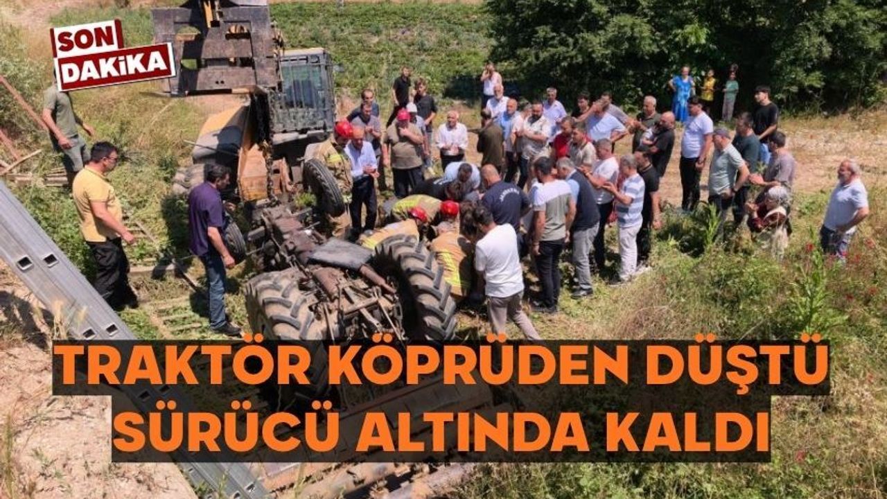 Traktör köprüden düştü