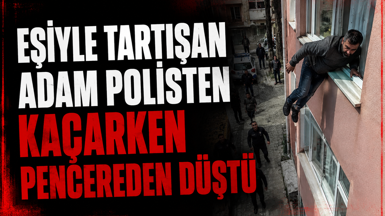 Eşiyle tartışan adam polisten kaçarken pencereden düştü