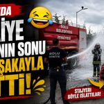 Bolu'da itfaiye stajının sonu sulu şakayla bitti