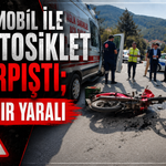 OTOMOBİL İLE MOTOSİKLET ÇARPIŞTI; 1 AĞIR YARALI