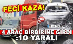 FECİ KAZA!  4 ARAÇ BİRBİRİNE GİRDİ