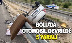 BOLU'DA OTOMOBİL DEVRİLDİ:5 YARALI