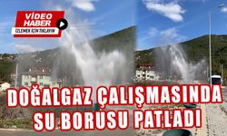 Doğalgaz çalışmasında su borusu patladı