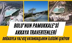 Bolu’nun Pamukkale’si Akkaya Travertenleri doğasıyla yaz kış vatandaşların ilgisini çekiyor