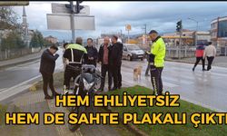 Hem ehliyetsiz hem de sahte plakalı çıktı