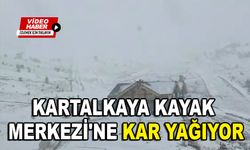 Kartalkaya Kayak Merkezi'ne kar yağıyor