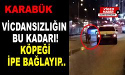 Köpeği arabanın peşinden koşturan sürücü kamerada