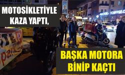 Motosiklet başka bir otomobilin üzerine uçtu