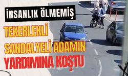 İnsanlık ölmemiş: Tekerlekli sandalyeli adamın yardımına koştu