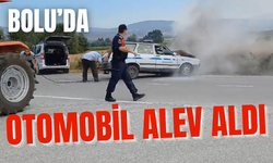 Bolu'da otomobil alev aldı