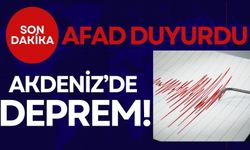 AFAD duyurdu: Akdeniz'de deprem!