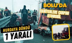 Bolu’da bariyerlere çarpan otomobil hurdaya döndü: 1 yaralı