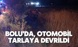 Bolu'da, otomobil tarlaya devrildi