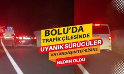 Bolu’da Trafik çilesinde uyanık sürücüler vatandaşın tepkisine neden oldu