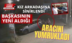 Kız arkadaşına sinirlendi, başkasının yeni aldığı aracını yumrukladı