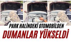 Park halindeki otomobilden dumanlar yükseldi