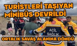 Turistleri taşıyan minibüs takla attı 18 yaralı