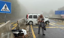 Bolu Dağı'nda kontrolden çıkan araç bariyerlere çarptı