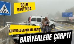 Bolu Dağı'nda kontrolden çıkan araç bariyerlere çarptı