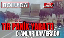 BOLU’DA TIR PANİK YARATTI, O ANLAR KAMERADA