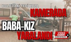 Bolu'daki feci kaza kamerada: Baba-kız yaralandı