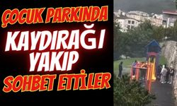 Çocuk parkında kaydırağı yakıp sohbet ettiler