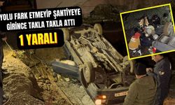 YOLU FARK ETMEYİP ŞANTİYEYE GİRİNCE TAKLA TAKLA ATTI: 1 YARALI