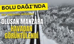 Bolu Dağı'nda kar yağışının ardından oluşan manzara havadan görüntülendi