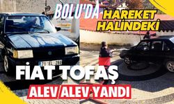 Bolu'da hareket halindeki Fiat Tofaş alev alev yandı