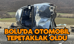 Bolu'da otomobil tepetaklak oldu