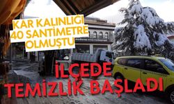 Kar kalınlığı 40 santimetre olmuştu, ilçede temizlik başladı