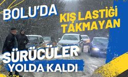 Kış lastiği takmayan sürücüler yolda kaldı