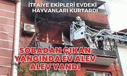 Sobadan çıkan yangında ev alev alev yandı