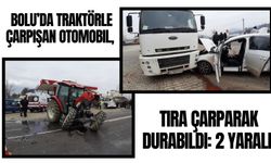 Traktörle çarpışan otomobil, tıra çarparak durabildi: 2 yaralı