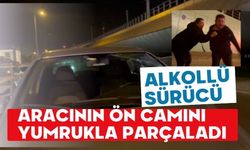 Alkollü sürücü, aracının ön camını yumrukla parçaladı