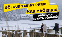 Gölcük Tabiat Parkı kar yağışının ardından beyaza büründü