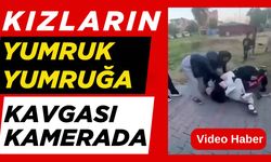 Kızların yumruk yumruğa kavgası kamerada