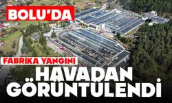 Fabrika yangını havadan görüntülendi