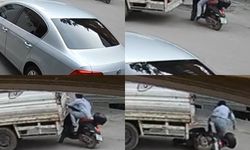 Kamyonun altında kalmaktan son anda kurtuldu: O anlar kamerada