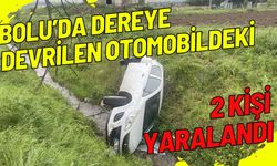 Bolu'da dereye devrilen otomobildeki 2 kişi yaralandı
