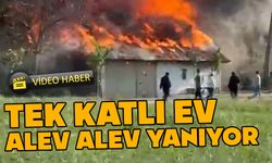 Bolu'da tek katlı ev alev alev yanıyor