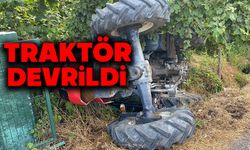 Traktör devrildi