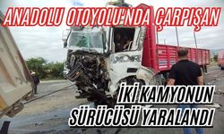 Anadolu Otoyolu'nda çarpışan iki kamyonun sürücüsü yaralandı