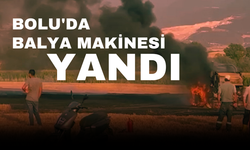 Bolu’da balya makinesi yandı, tarlada anız yangını çıktı