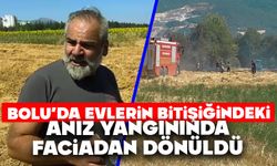 BOLU’DA EVLERİN BİTİŞİĞİNDEKİ ANIZ YANGININDA FACİADAN DÖNÜLDÜ